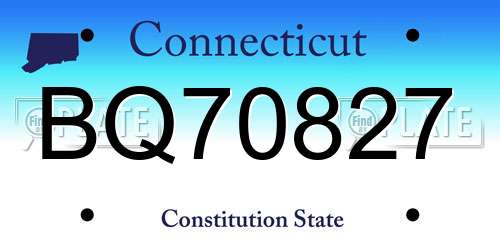 BQ70827 Connecticut License Plate