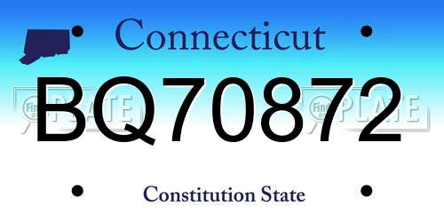 BQ70872 Connecticut License Plate
