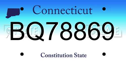 BQ78869 Connecticut License Plate