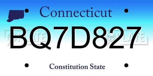 BQ7D827 Connecticut License Plate