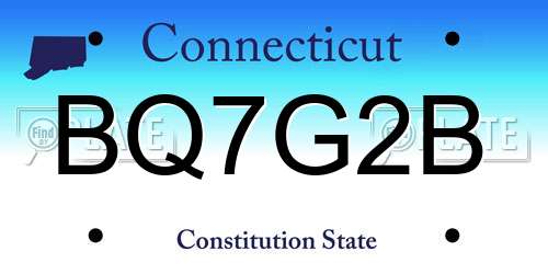BQ7G2B Connecticut License Plate