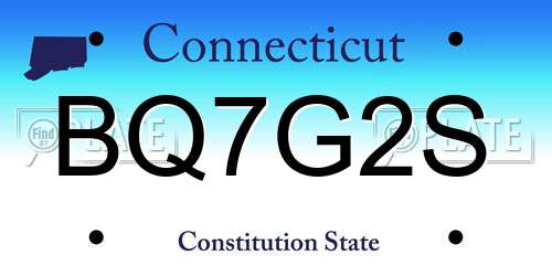 BQ7G2S Connecticut License Plate