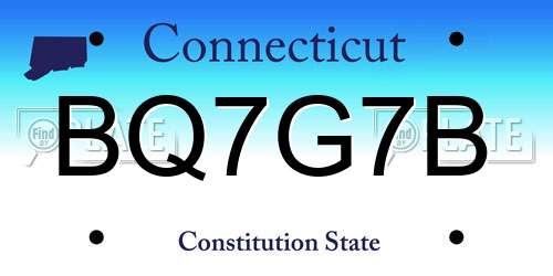 BQ7G7B Connecticut License Plate