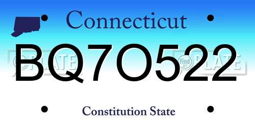 BQ7O522 Connecticut License Plate
