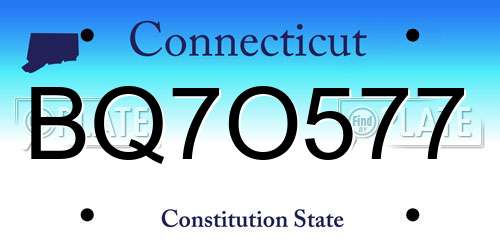BQ7O577 Connecticut License Plate