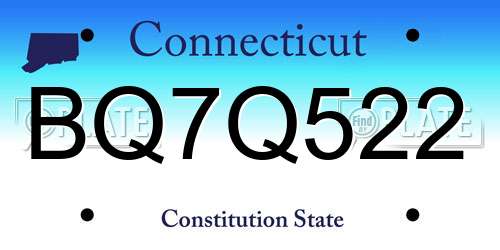 BQ7Q522 Connecticut License Plate