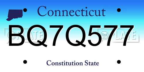 BQ7Q577 Connecticut License Plate
