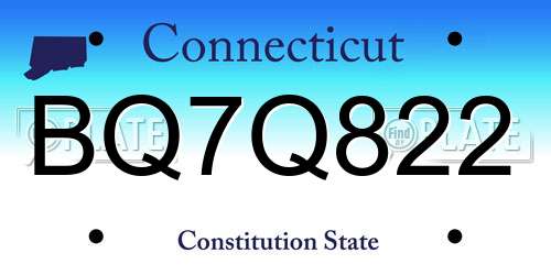 BQ7Q822 Connecticut License Plate