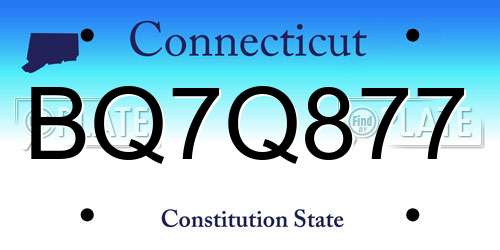 BQ7Q877 Connecticut License Plate