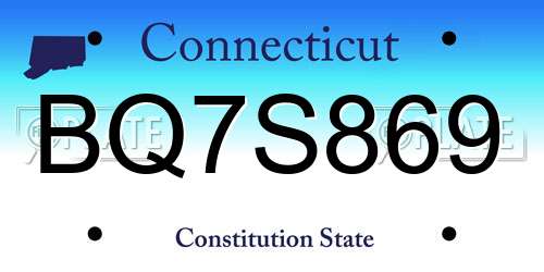BQ7S869 Connecticut License Plate