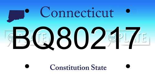 BQ80217 Connecticut License Plate
