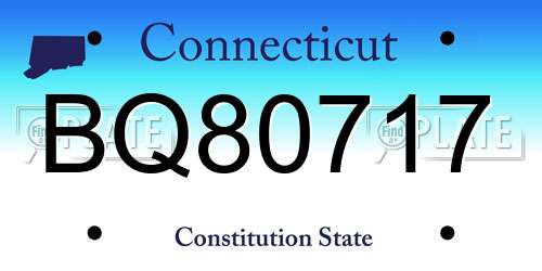 BQ80717 Connecticut License Plate