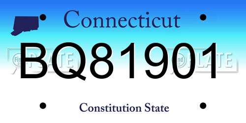 BQ81901 Connecticut License Plate