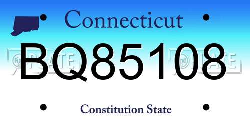 BQ85108 Connecticut License Plate
