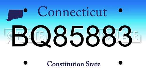 BQ85883 Connecticut License Plate