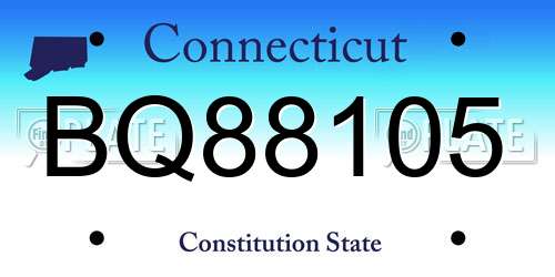 BQ88105 Connecticut License Plate