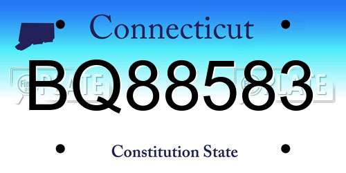 BQ88583 Connecticut License Plate