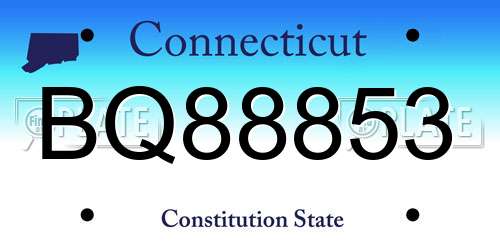 BQ88853 Connecticut License Plate