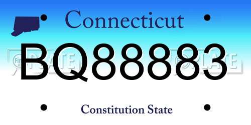 BQ88883 Connecticut License Plate