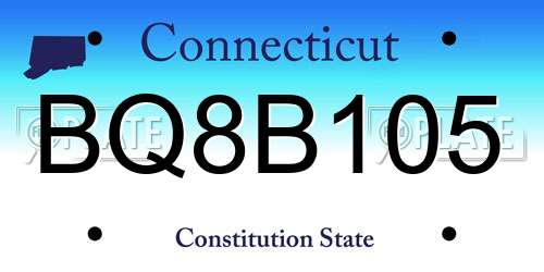 BQ8B105 Connecticut License Plate