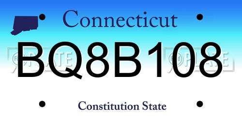 BQ8B108 Connecticut License Plate