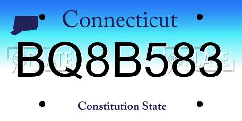 BQ8B583 Connecticut License Plate