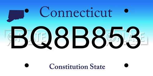 BQ8B853 Connecticut License Plate