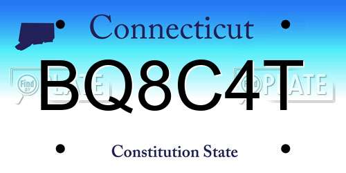 BQ8C4T Connecticut License Plate