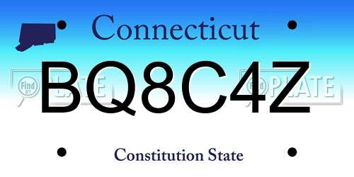 BQ8C4Z Connecticut License Plate