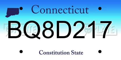BQ8D217 Connecticut License Plate