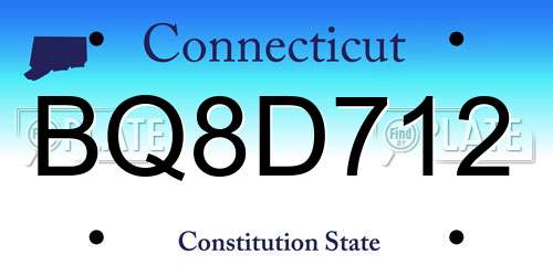 BQ8D712 Connecticut License Plate