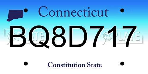 BQ8D717 Connecticut License Plate