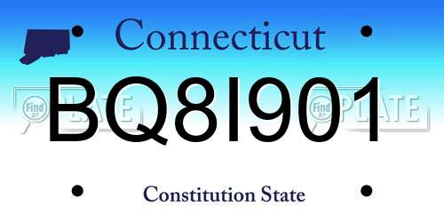 BQ8I901 Connecticut License Plate