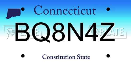 BQ8N4Z Connecticut License Plate