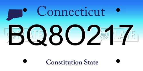 BQ8O217 Connecticut License Plate