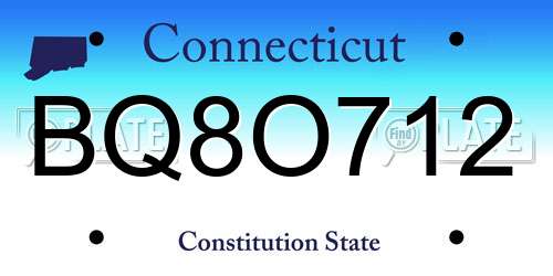 BQ8O712 Connecticut License Plate