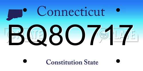 BQ8O717 Connecticut License Plate