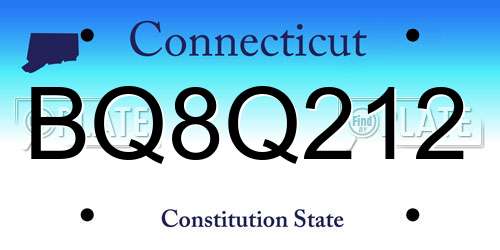 BQ8Q212 Connecticut License Plate