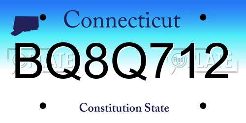 BQ8Q712 Connecticut License Plate