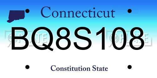BQ8S108 Connecticut License Plate