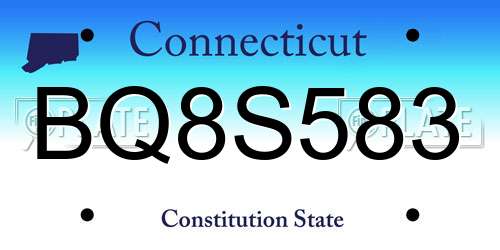 BQ8S583 Connecticut License Plate