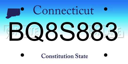 BQ8S883 Connecticut License Plate