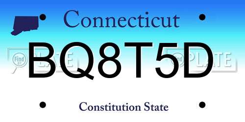 BQ8T5D Connecticut License Plate