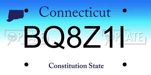 BQ8Z1I Connecticut License Plate