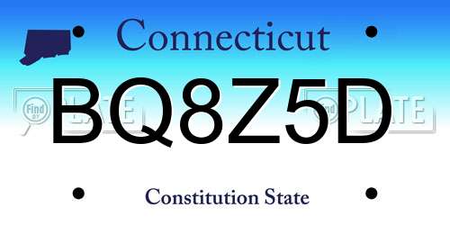 BQ8Z5D Connecticut License Plate