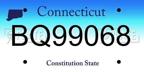 BQ99068 Connecticut License Plate