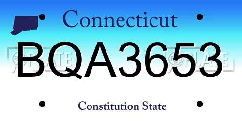 BQA3653 Connecticut License Plate