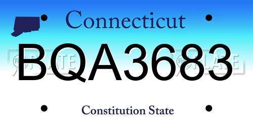 BQA3683 Connecticut License Plate