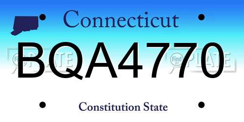 BQA4770 Connecticut License Plate