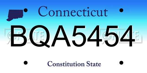 BQA5454 Connecticut License Plate